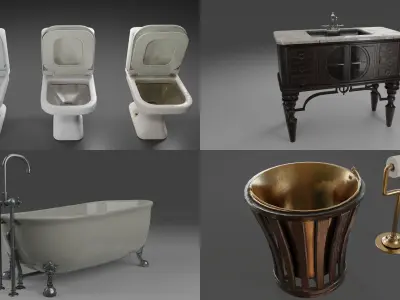 Bathroom environment  3D Model Pack