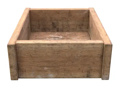 Wooden box Low-poly 3D model 3