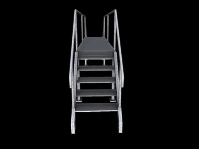 Stair stainless steel railings Low-poly 3D model