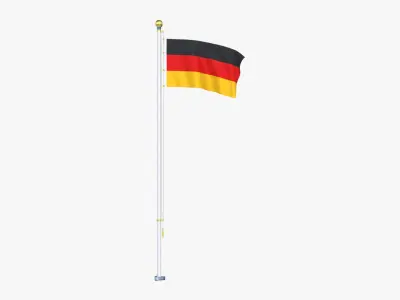 GermanyFlagStandPoleAnimated 3D model