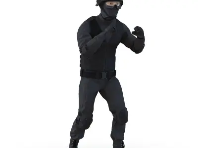 SWAT Man Asian Rigged for Cinema 4D 3D model