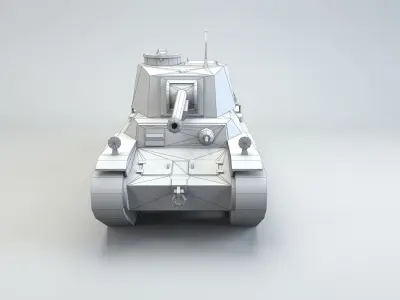 Low Poly Type 3 Chi Nu medium tank Low-poly 3D model