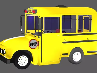 Cartoon School Bus Low-Poly 3D Model Low-poly 3D model