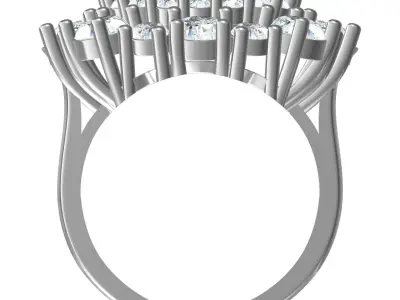 Antique Diamond Flower Vintage Ring 3D print model