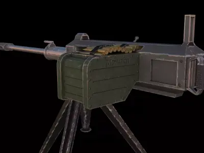 Machine Gun Low-poly 3D model 2
