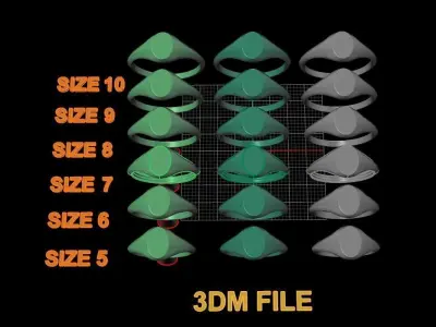 Dainty Thin Signet Ring Vertical Oval Mix Size 3D print model