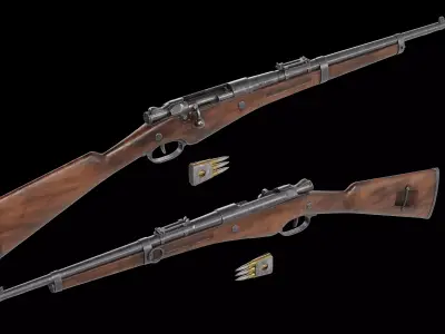 Berthier Model 1892 carbine bolt rifle Low-poly 3D model