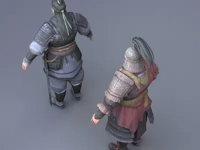 Ancient Asians people Low-poly 3D model