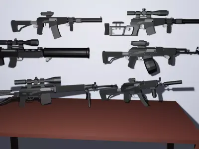Russian low-poly gun pack Low-poly 3D model