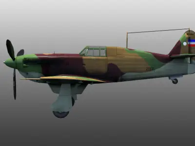 IK-3 Rogozarski  1940s Yugoslavian Fighter Low-poly 3D model