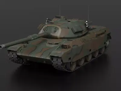JGSDF Type 74 Main Battle Tank Low-poly 3D model
