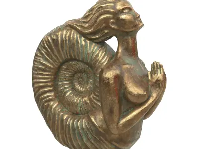 Siren bronze statues Low-poly 3D model