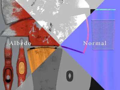 Fire Axe Low poly Low-poly 3D model