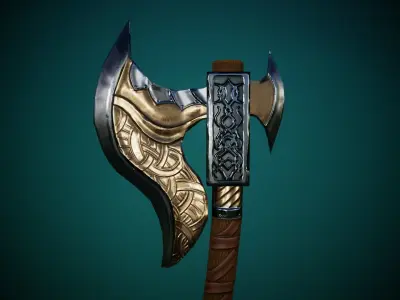 Stylized Warrior Axe GameReady Free low-poly 3D model purchase