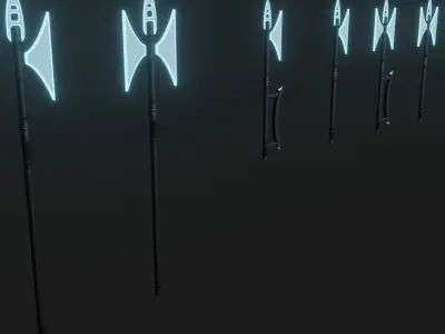 Sci-fi spears and swords collection pack Low-poly 3D model