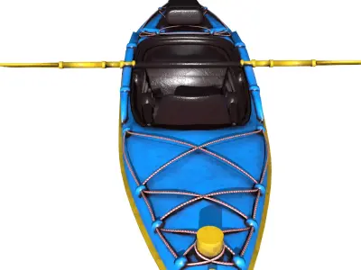  Kayak 3D Model with Paddle PBR Textured Low-poly 3D model