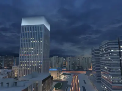 Urban Planning Night Scene Animation 3D model