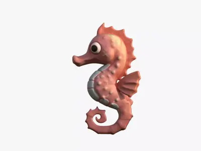 Cartoon Seahorse Low-poly 3D model buy