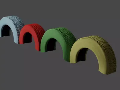 Low-poly Buried Playground Tires  4 Color Variations Low-poly 3D model