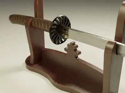 Samurai Weapon katana Low-poly 3D model