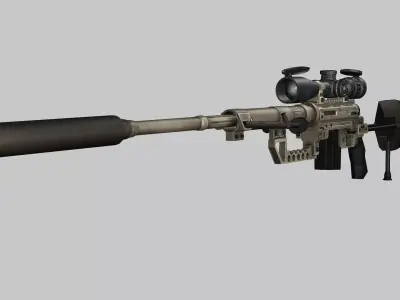 Sniper Denel 8NTW-20 Low-Poly 3D Model Low-poly 3D model
