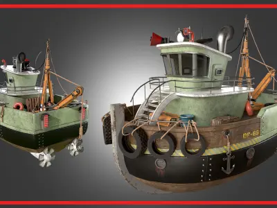 Stylized Ship Low-poly 3D model