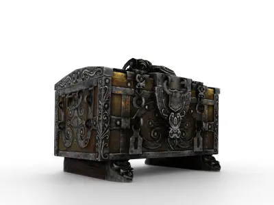 Old Metal Chest Low-poly 3D model