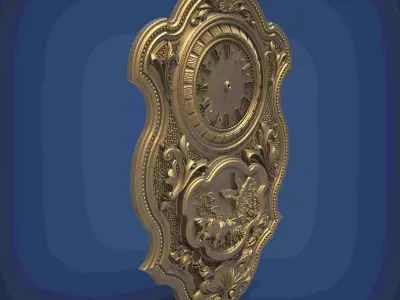 Carved clock for 3D printing and CNC 3D print model 12