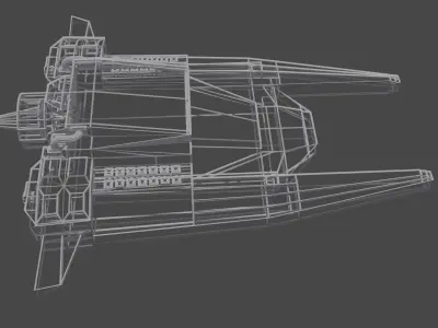 Spaceship flying in sky 3D model