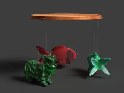 Chinese fish  lantern with lion dance costume  Low-poly 3D model