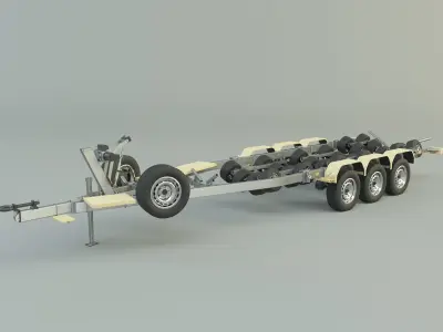 tri axle boat trailer model 3D model