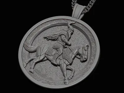 viking man with horse pendant design STL 3D print model