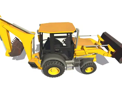 TLB  Tractor Loader Backhoe Low-poly 3D model