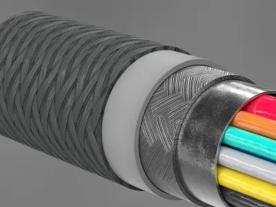 USB Type C Cable Cross Section Model 3D model