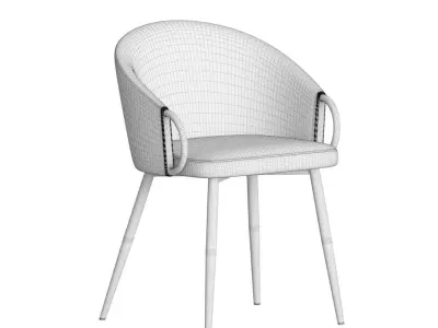 Dining Set colorful chair with wooden legs 3D model