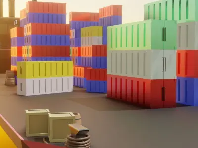 LOWPOLY CARGOSHIP Free 3D model