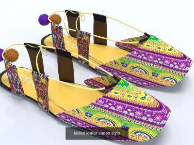 ladies shoes black velvet flats collection 3D Model Pack