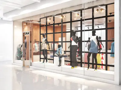  3D clothing store with textures 3D model