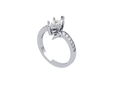 Marquise Ring 3D print model 4