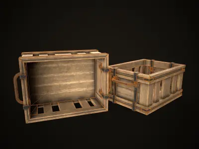 Game Ready Wooden Crate Low-poly 3D model purchase
