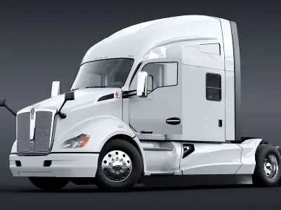 Kenworth T680 with detailed interior Low-poly 3D model