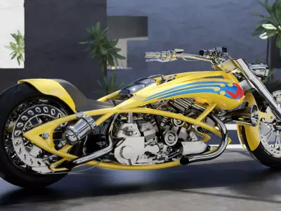 Chopper Motorcycle 3D model get