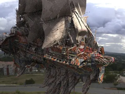 Baroque Airship Red 3D model