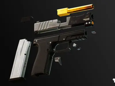 Big Warden Modern Handgun Low-poly 3D model
