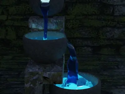 Fountain with three bowls of water 3D model