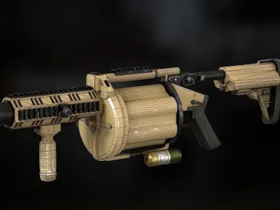 M32 grenade luncher low poly Free low-poly 3D model
