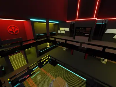 Cyber Tower full with interiors - VR world Low-poly 3D model Low-poly 3D model