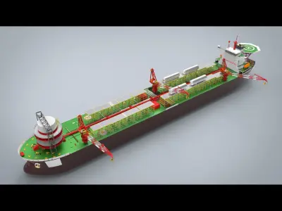 FPSO Vessel Low-poly 3D model