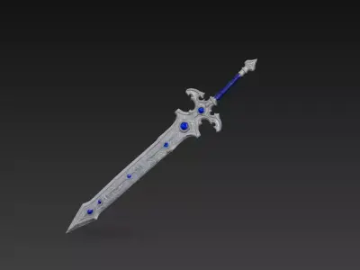 Sapphire Moonblade - Low Poly Enchanted Fantasy Sword Low-poly 3D model