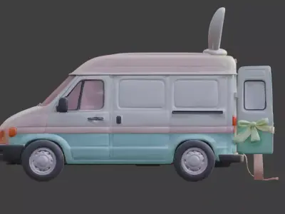 3D EASTER THEMED CARGO WITH BUNNY EARS AND DECORATIVE EGGS V01 Low-poly 3D model